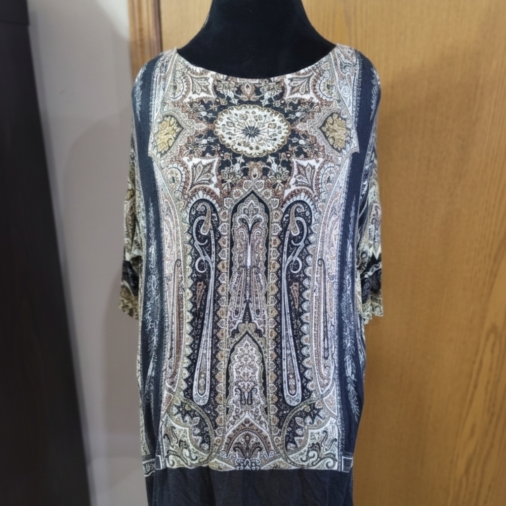ETRO Milano Paisley Drop Shoulder Round Neck Top Size 42 IT / 6 US EUC